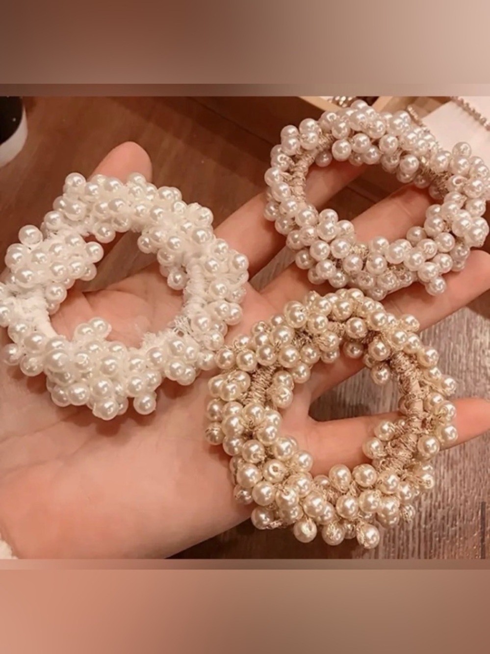 Aili’s Corner Mauve Imitation Pearl Hair Ties, New - Picture 5 of 13